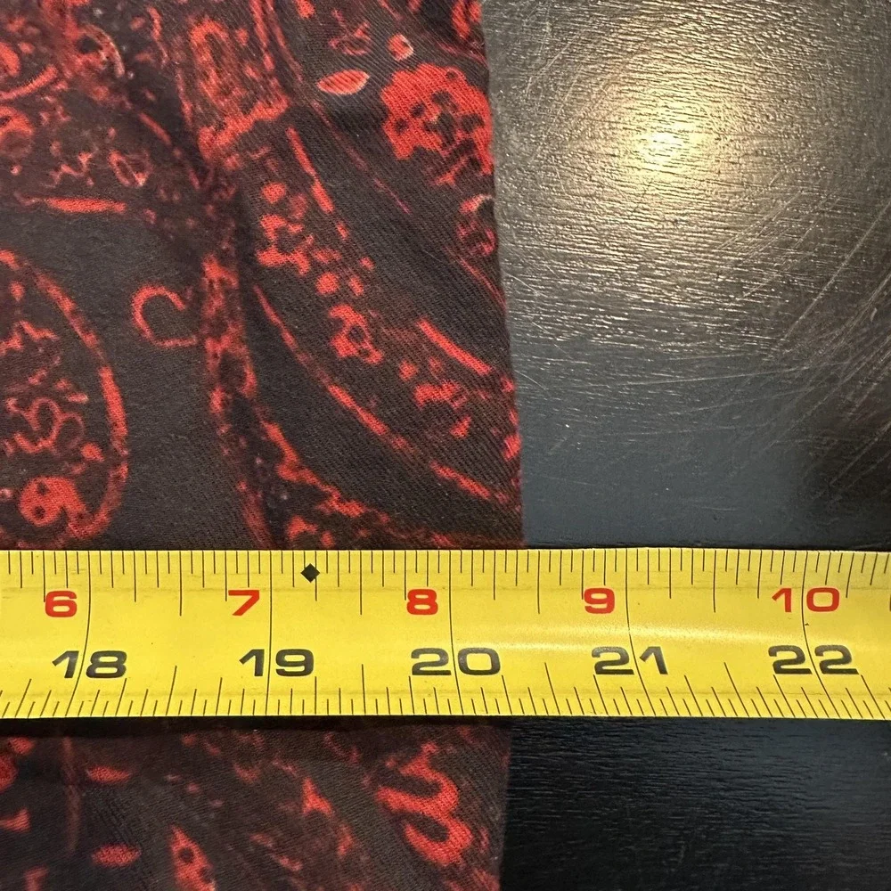 Soft Surroundings Shirt Womens Medium Black Red‎ Paisley Button 2ED79